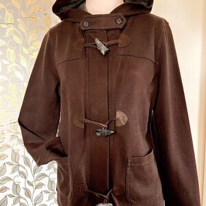 Ralph Lauren Dark Brown Women's Hooded Sweatshirt Jacket w/Horn Toggle Closure